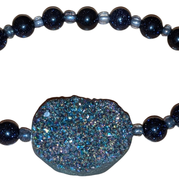 Natural Druzy Rainbow Quartz Bracelet - Picture 3 of 6